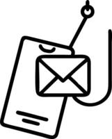 Smishing attack depicted with red envelope and hook icon in hackers hand using mobile smartphone to send scam malware and virus via text message concept as Smishing attack illustr Clean vector