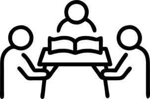small congregation bows heads clasped hands reflection faith hope reading scripture fostering unity spiritual devotion session concept as Group gathers around table uplifting heart Clean vector