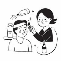 Skincare Specialist Applying Serum with Dropper in Spa Setting concept as Mid shot of a skincare specialist applying serum with a dropper to a clients face in a serene spa setting Clean Set 2 vector