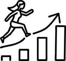 silhouette personal development career growth business education concept woman jumping chart beach concept as A woman leaps on a chart graph at the beach symbolizing personal and p Clean vector