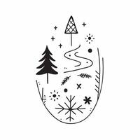 Scandinavian snowflakes and pine trees seamless tile pattern with cool tones and minimalist designs for modern decor concept as Cool toned snowflakes and pine trees arranged seamle Clean vector
