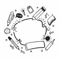 School Supplies Border with Crayons and Lets Learn Wording concept as A playful border frame featuring a variety of school supplies including crayons scissors and glue The words L Clean Set 2 vector