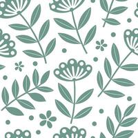 Scandinavian Nordic floral seamless tile pattern with muted greens and white for minimalist home decor concept as Muted green Nordic floral designs arranged seamlessly for minimali Clean Set 2 vector
