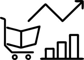 Sale volume increase make business grow flips cube icon graph shopping cart symbol concept as Flipping cube with graph and shopping cart icon symbolizes growing sales volume boosti Clean vector