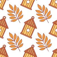 Rustic wooden signs seamless tile pattern with autumn quotes and warm tones concept as Rustic wooden signs with autumn quotes and warm tones create a cozy seamless tile pattern for Clean vector