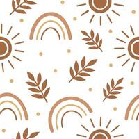 Rustic spring sunshine seamless pattern with warm sunbursts and earthy textures for organic nature inspired designs concept as Earthy spring sunshine pattern with sunbursts and rus Clean Set 2 vector