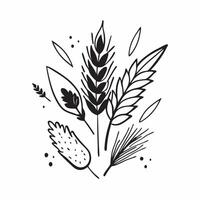Rustic autumn seamless pattern with wheat stalks acorns and rustic textures for a farmhouse inspired design concept as Farmhouse inspired autumn pattern with wheat stalks acorns an Clean vector