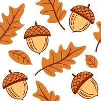Rustic acorns and leaves seamless tile pattern with warm autumn colors and textures concept as Warm colored acorns and autumn leaves create a rustic seamless tile pattern with cozy Clean vector