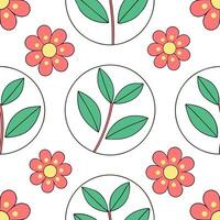Retro style spring floral seamless pattern with circular elements and bright fresh colors for vibrant spring designs concept as Retro spring floral pattern featuring circular motif Clean Set 2 vector