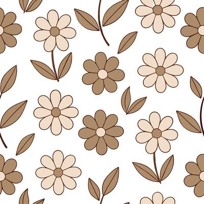 Retro summer flowers seamless pattern with vintage florals and muted earth tones for a nostalgic summer design concept as Nostalgic summer flower pattern with retro florals and mut Clean Set 2