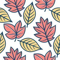 Retro spring leaves seamless pattern with exaggerated shapes and bold colors for striking vintage designs concept as Bold retro spring leaves pattern with exaggerated shapes and br Clean Set 2 vector