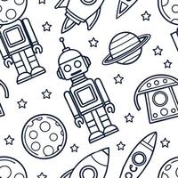 Retro sci fi seamless tile pattern with futuristic elements and vintage technology aesthetics concept as Seamless retro sci fi tiles featuring vintage robots futuristic tech and sp Clean vector