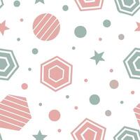Retro polygon seamless pattern pastel colors on white background suitable for nursery decor concept as Designing seamless tile with retro polygons in pastel colors on white backgro Clean vector
