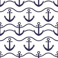 Retro nautical seamless pattern with anchors and waves in classic color schemes for marine themes concept as Classic retro nautical pattern featuring anchors and waves in timeless Clean Set 2 vector