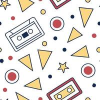 Retro geometric seamless tile pattern complementary colors on white background perfect for vibrant spaces concept as Creating seamless tile with retro geometric patterns in complem Clean Set 4 vector