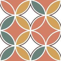Retro circles seamless pattern with overlapping geometric shapes in vibrant 70s color palette concept as Design a seamless pattern featuring overlapping retro circles in vibrant 70 Clean vector