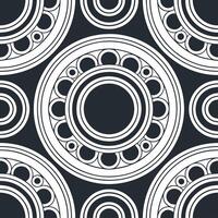 Retro futuristic seamless pattern with metallic retro circles on dark background concept as Create a seamless pattern featuring metallic retro circles on a dark background blending Clean vector