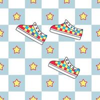 Retro checker seamless pattern with colorful squares and nostalgic vibes for playful designs concept as Playful retro checker pattern with colorful squares and nostalgic vibes perf Clean Set 2 vector