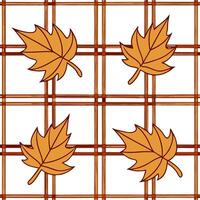 Retro autumn seamless pattern with warm plaid and fall leaf motifs for a nostalgic harvest design concept as Nostalgic autumn pattern with warm plaid and fall leaves perfect for re Clean Set 2 vector