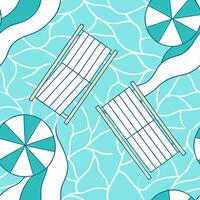 Refreshing poolside vibes seamless tile pattern with bright turquoise water and lounge chairs concept as Turquoise water and poolside lounge chairs create a fresh inviting seamless Clean vector