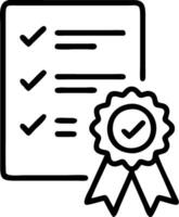 Quality certificate and checklist used to inspect target marketing plans ensuring quality management standardization certification and regulatory compliance concept as Quality cer Clean vector