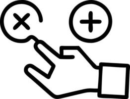 Pros and cons concept hand choosing plus with blurred minus symbol symbolizes decision making and workplace strategy concept as Highlights the importance of balanced evaluations a Clean vector