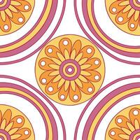 Psychedelic seamless pattern with swirling retro circles in neon colors concept as Design a seamless pattern featuring swirling retro circles in neon colors capturing the psychedel Clean vector