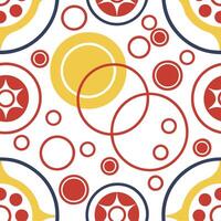 Pop Art seamless pattern with bold retro circles in primary colors concept as Design a seamless pattern featuring bold retro circles in primary colors capturing the essence of Pop Clean vector