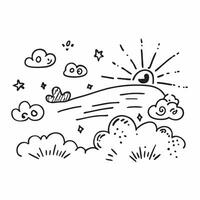 Playful spring sunshine seamless pattern with bright rays and whimsical clouds for fun energetic designs concept as Fun spring sunshine pattern with bright rays and whimsical cloud Clean Set 5 vector