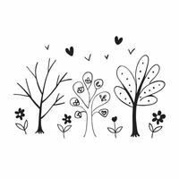 Playful spring nature seamless pattern with whimsical tree shapes and colorful blossoms for cheerful designs concept as Whimsical tree and flower patterns with colorful blossoms pe Clean Set 3 vector