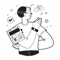 Person with wearable tech and digital health app overlay symbolizing smart health integration in double exposure with copy space concept as A person intertwined with wearable tech Clean vector