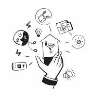 Person with smart home energy management system and tech overlay symbolizing smart energy solutions in double exposure with copy space concept as A person intertwined with a smart Clean vector