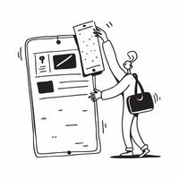 Person with a suitcase hotel and key card overlay symbolizing business travel in double exposure with copy space concept as A person intertwined with a suitcase hotel and key card Clean vector
