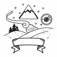 Person with a snowboard snowy mountains and goggles overlay symbolizing snowboarding adventure travel with copy space concept as A person intertwined with a snowboard snowy mounta Clean vector