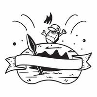 Person with a kayak river rapids and helmet overlay symbolizing kayaking adventure travel with copy space concept as A person intertwined with a kayak river rapids and helmet repr Clean vector