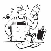 Person with a home improvement store paint cans and toolbox overlay symbolizing American home improvement shopping with copy space concept as A person intertwined with a home impr Clean vector
