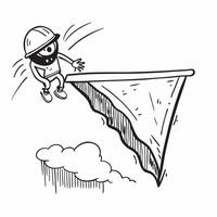 Person with a hang glider cliff view and helmet overlay symbolizing hang gliding adventure travel with copy space concept as A person intertwined with a hang glider cliff view and Clean vector