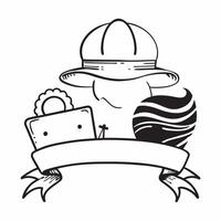 Person with a cruise ship ocean view and sun hat overlay symbolizing cruise travel in double exposure with copy space concept as A person intertwined with a cruise ship ocean view Clean vector
