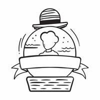 Person with a cruise ship ocean view and sun hat overlay symbolizing cruise travel in double exposure with copy space concept as A person intertwined with a cruise ship ocean view Clean Set 2 vector