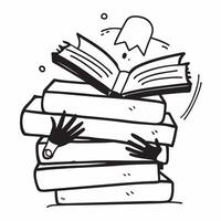 Person with a bookstore books and reading glasses overlay symbolizing American book shopping in double exposure with copy space concept as A person intertwined with a bookstore bo Clean vector