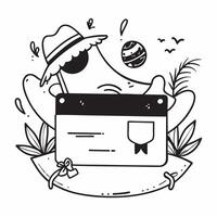 Person with a beach book straw hat and hammock overlay symbolizing beach reading with copy space concept as A person intertwined with a beach book straw hat and hammock representi Clean vector