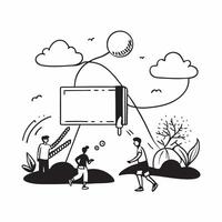 Person with a basketball hoop driveway and kids playing overlay symbolizing American suburban family activities in double exposure with copy space concept as A person intertwined Clean vector