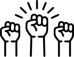 People raise fists in sunlight symbolizing unity labor rights and the fight for justice and equality concept as Emphasizes motivation collective strength and movements for labor r Clean vector
