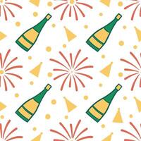 New Year seamless pattern with fireworks sparkling stars and celebratory confetti for a festive New Year Eve look concept as Vibrant New Year pattern featuring fireworks stars and Clean Set 2 vector