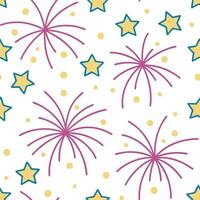 New Year seamless pattern with fireworks sparkling stars and celebratory confetti for a festive New Year Eve look concept as Vibrant New Year pattern featuring fireworks stars and Clean Set 4 vector