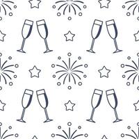 New Year seamless pattern with elegant 2023 numbers champagne flutes and fireworks for a classy celebratory design concept as Classy New Year pattern with 2023 numbers champagne fl Clean Set 2 vector