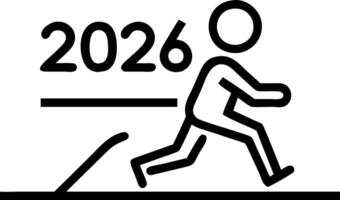 New year resolution 2026 concept with word 2026 on athletics track woman runner preparing for new year at sunset symbolizing challenge change health planning and success goals conc Clean Set 2 vector
