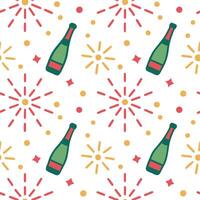 New Year seamless pattern with champagne glasses party hats and golden streamers for an elegant and festive celebration concept as Elegant New Year pattern with champagne glasses p Clean Set 2 vector