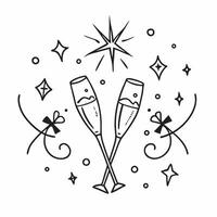 New Year seamless pattern with clock faces champagne flutes and sparkling stars for a sophisticated celebration look concept as Sophisticated New Year pattern with clock faces cham Clean vector