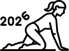 New year resolution 2026 concept with word 2026 on athletics track woman runner preparing for new year at sunset symbolizing challenge change health planning and success goals conc Clean vector